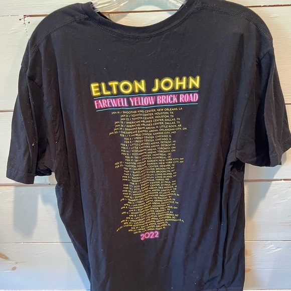 Elton John farewell yellow brick road tour 2022 Black Graphic T-Shirt, concert - Picture 4 of 5